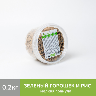 Vitagreenka (Витагринка) «Зеленый горошек и рис» сухой корм для взрослых собак мелких пород, 200 г
