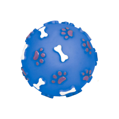 Triol (Триол) "Мяч с лапками и косточками" игрушка для собак из винила, 75 мм, Синий