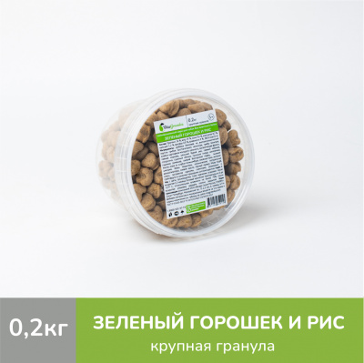 Vitagreenka (Витагринка) «Зеленый горошек и рис» сухой корм для взрослых собак крупных пород, 200 г