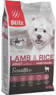 Provimi Petfood Rus Blitz (Блиц) Dog Sensitive Lamb & Rice Adult Small сухой корм с ягненком и рисом для взрослых собак мелких пород с чувствительным пищеварением. Цены, купить в интернет-зоомагазине ЗОКВА-ВЕТ с доставкой