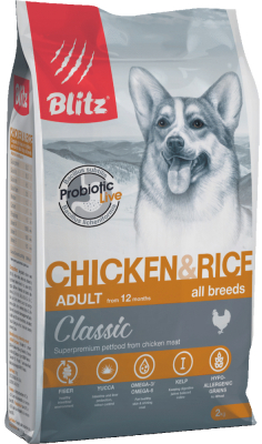 Provimi Petfood Rus Blitz (Блиц) Dog Classic Chicken & Rice Adult All Breeds сухой корм с курицей и рисом для собак всех пород. Цены, купить в интернет-зоомагазине ЗОКВА-ВЕТ с доставкой