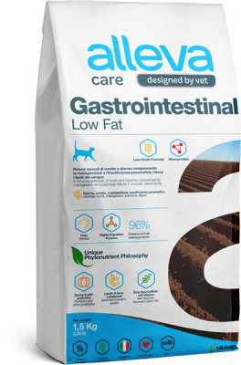 Alleva Care Cat Gastrointestinal Low Fat Adult лечебный сухой корм для взрослых кошек, 1,5 кг