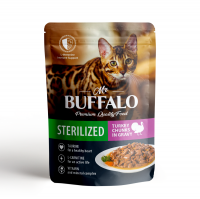 Mr.Buffalo (Мистер Баффало) Cat Sterilised Turkey Adult влажный корм «Индейка» в соусе для взрослых стерилизованных кошек, 85 г