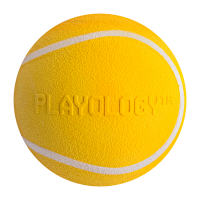 Playology (Плейлогия) SQUEAKY CHEW BALL хрустящий жевательный мяч с пищалкой и с ароматом курицы, 8 см, желтый