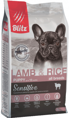 Provimi Petfood Rus Blitz (Блиц) Dog Sensitive Lamb & Rice Puppy All Breeds сухой корм с ягненком и рисом для щенков с чувствительным пищеварением. Цены, купить в интернет-зоомагазине ЗОКВА-ВЕТ с доставкой