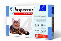 Inspector (Инспектор) Quadro K капли от блох, клещей и глистов для кошек весом от 1 до 4 кг, 1 пипетка