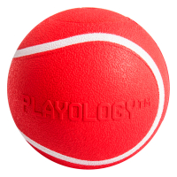 Playology (Плейлогия) SQUEAKY CHEW BALL хрустящий жевательный мяч с пищалкой и с ароматом говядины, 8 см, красный
