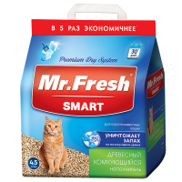Наполнитель Mr.Fresh (Мр Фреш) Smart комкующийся древесный для короткошерстных кошек