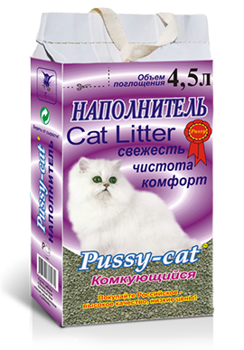 Наполнитель комкующийся Pussy-Cat (Пусси-Кэт) Cat Litter для кошачьего туалета, 4,5 л