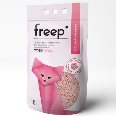 Freep (Фрип) Тофу «Персик» комкующийся наполнитель для кошачьего туалета, 10 л