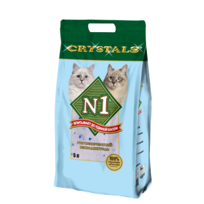 Наполнитель силикагелевый N1 (№1) Crystals для кошачьего туалета, 5 л