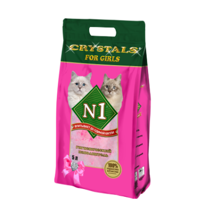 Наполнитель силикагелевый N1 (№1) Crystals For Girls для кошачьего туалета, 5 л