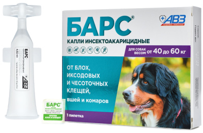 БАРС капли на холку инсектоакарицидные для собак 40-60 кг — 1 пипетка x 4,2 мл